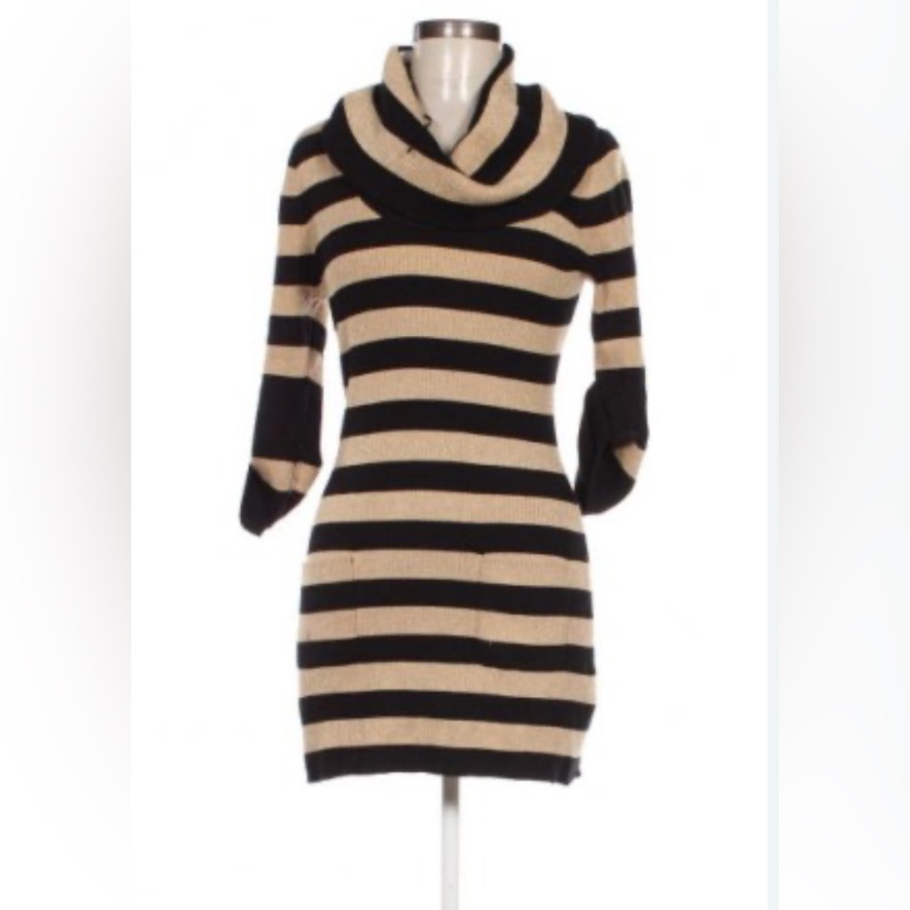 INC Striped Black and gold sparkly Sweater Dress